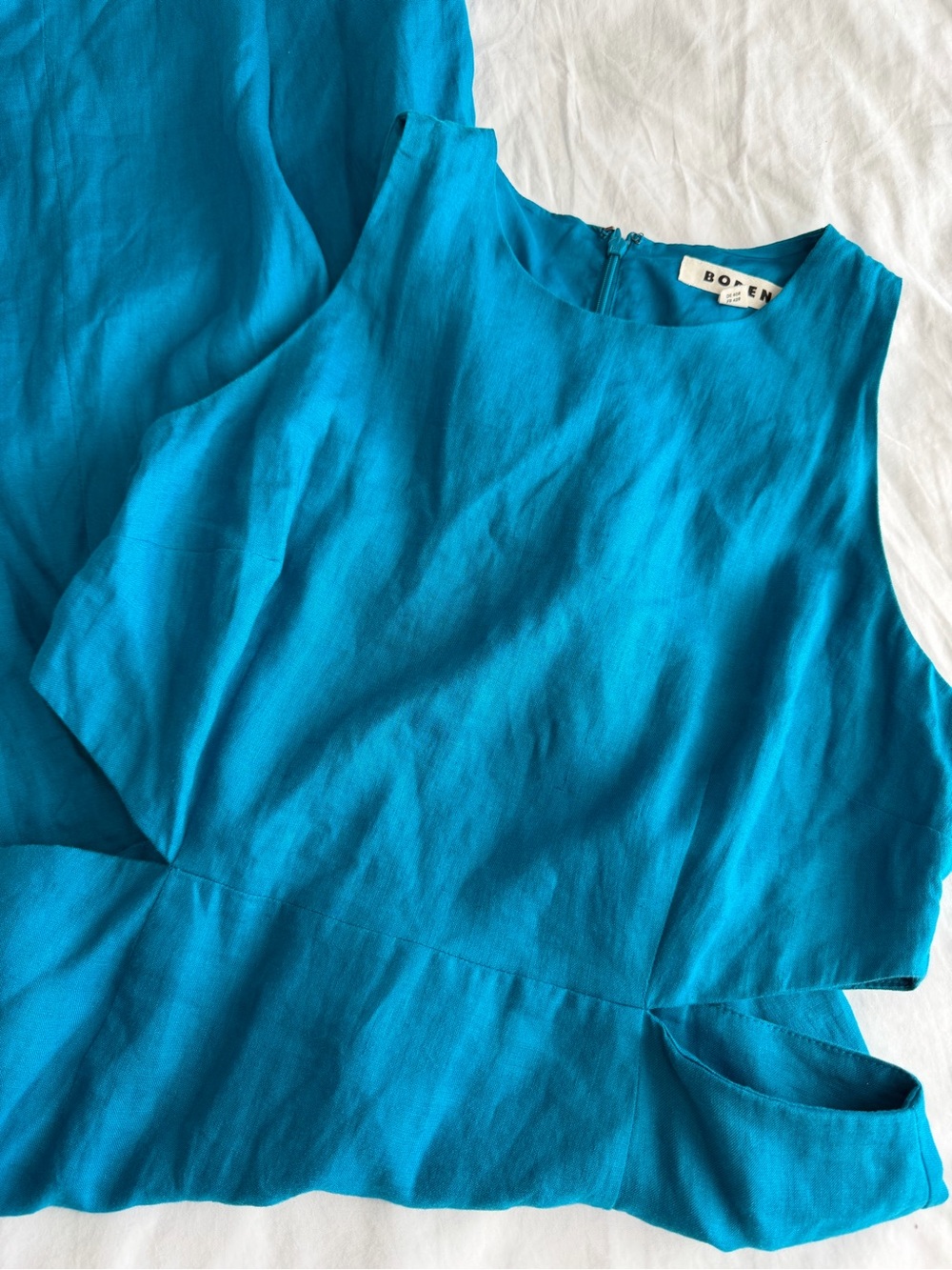Boden Bright Blue Midi Dress with Side Cutouts - Picture 4 of 13